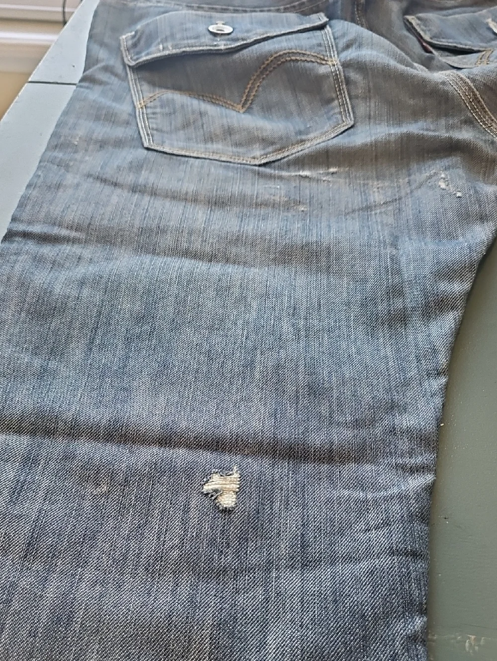 Levi's 514 Slim Straight Jeans Mens Size 34‎ Blue Flap Pocket Denim Cotton Blend